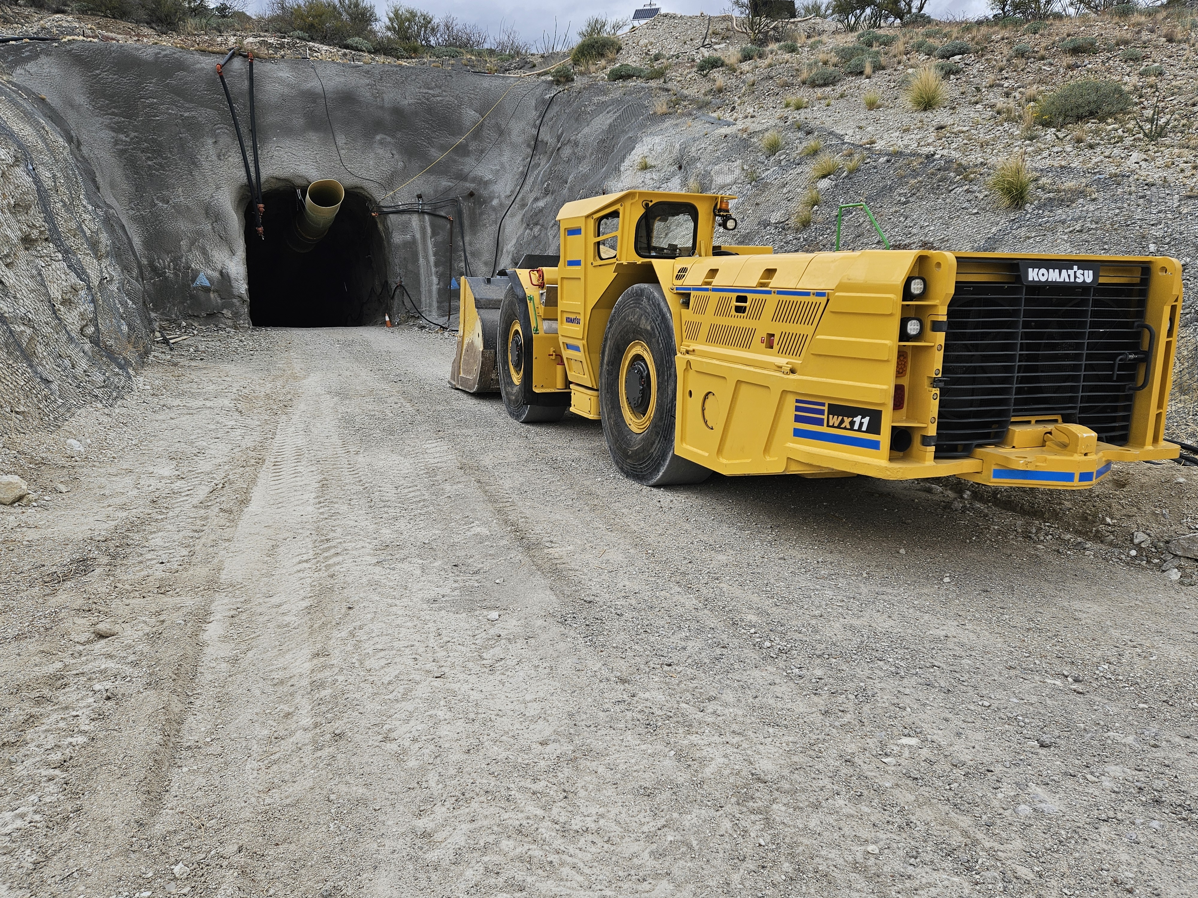 LHD, load haul dump, underground hard rock, mining, outside the entrance of a mine, WX11