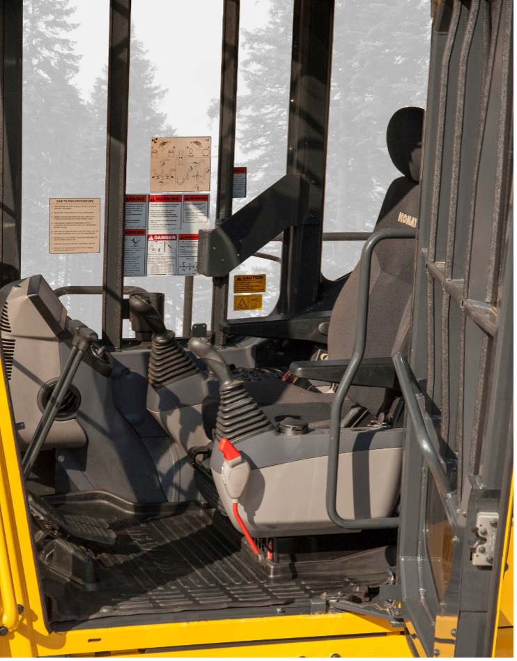 Modern, comfortable, quiet forestry cab