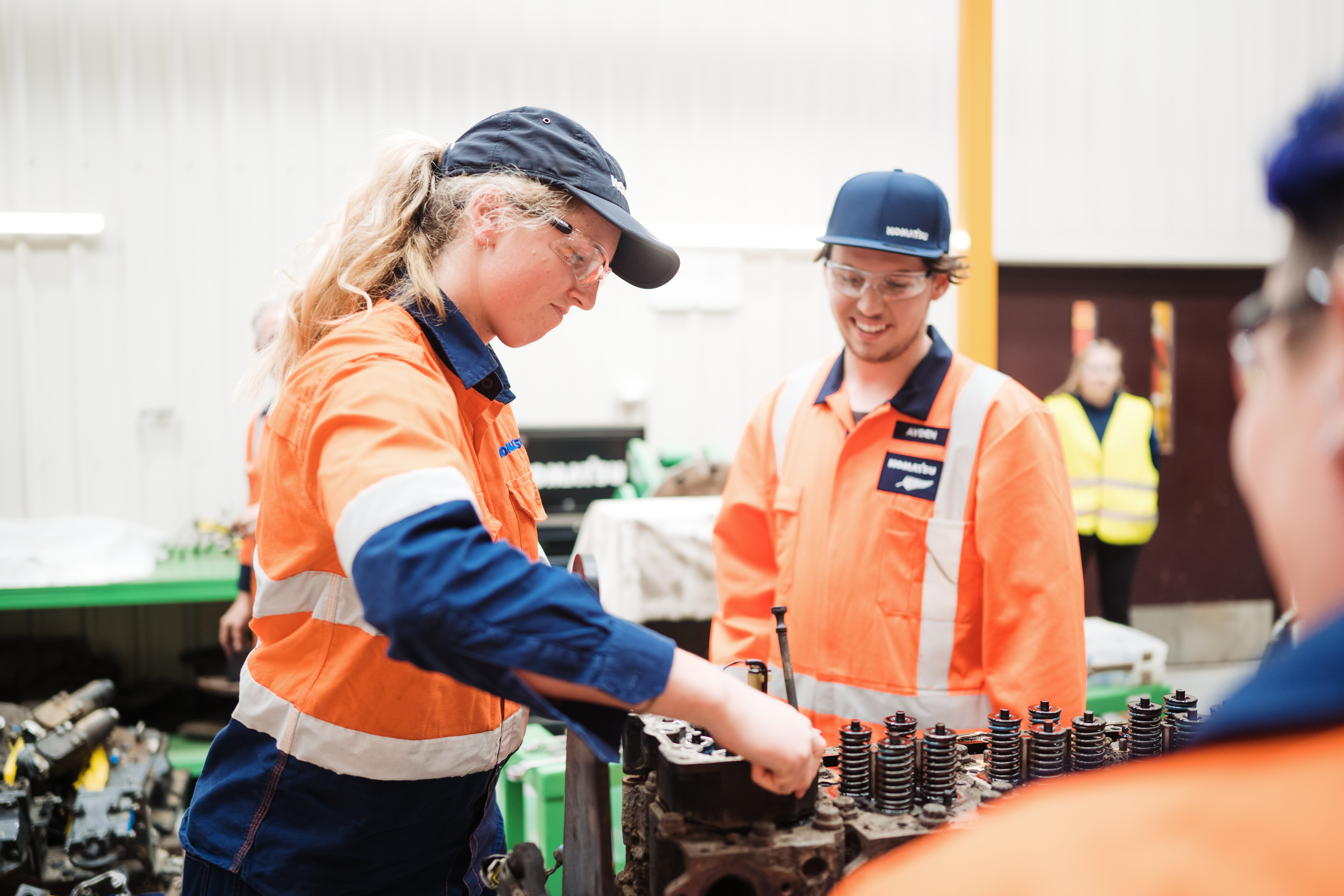 Employees training on the job