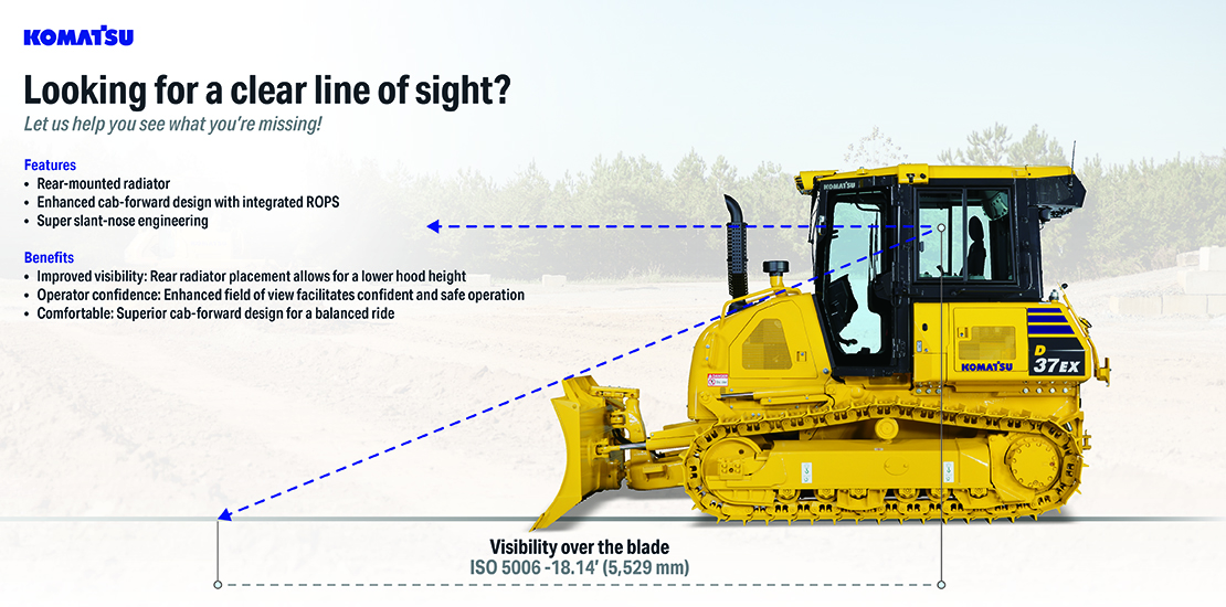 slant nose dozer, infographic, line of sight, low resolution for on-screen use, construction, layout, design, D37EX-24, D37EX