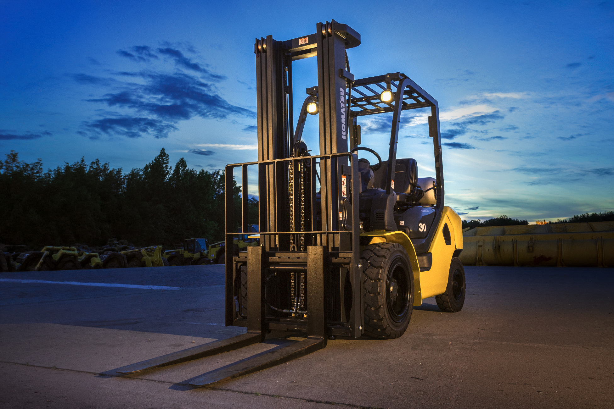 forklift image at night