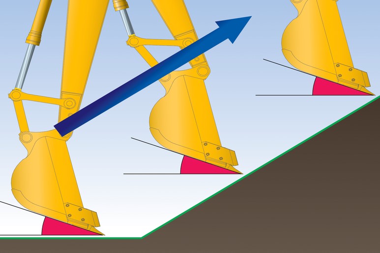 Perform finish grading using only arm input
