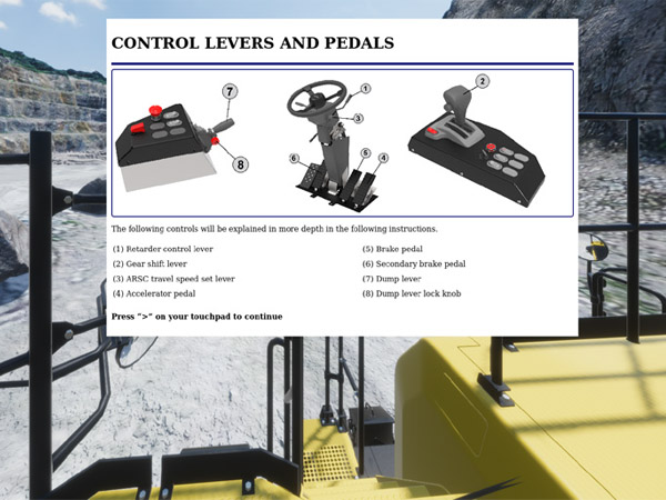 Control levers and pedals in machinery