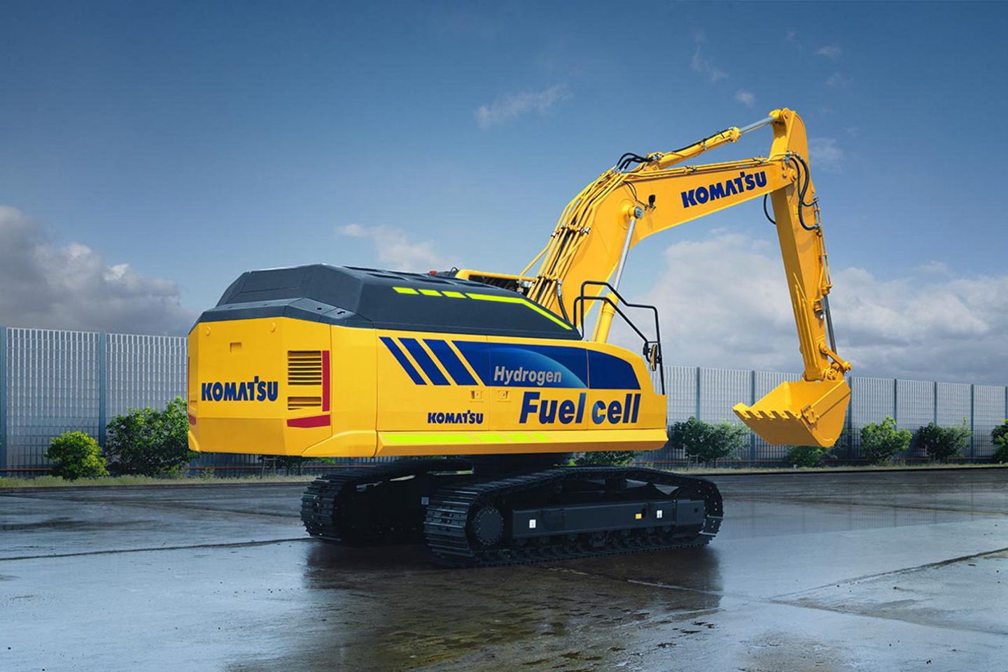 A Komatsu hydrogen fuel cell system excavator prototype.