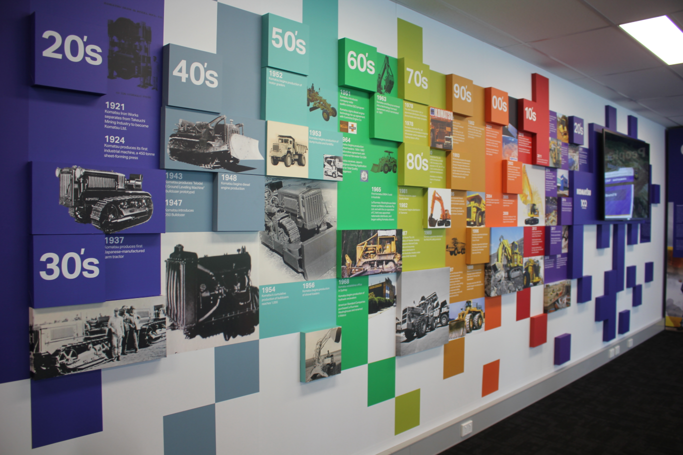 Komatsu Timeline wall exhibit
