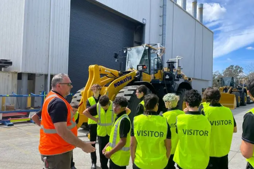 The Wilsonton students got to interact with Komatsu machinery during their tour.