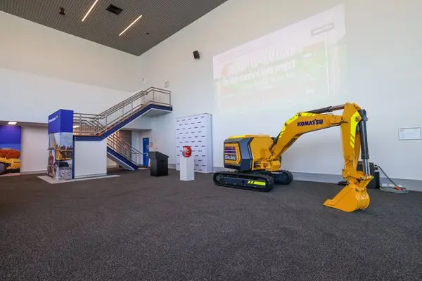 Komatsu Electric Excavator HEX-HR at Innovation Hub Expo Room at Queensland facility