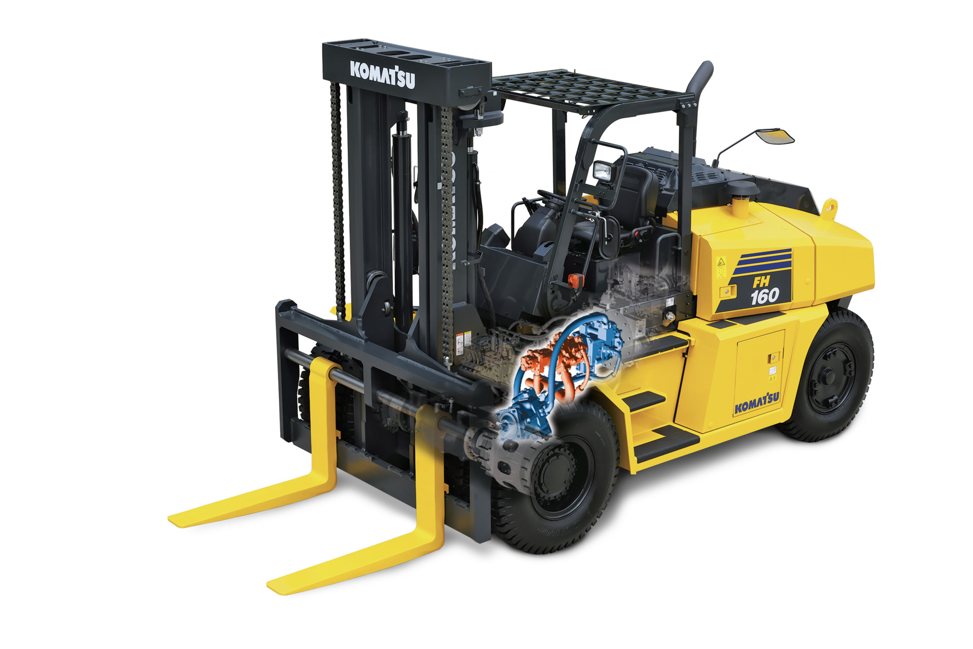 Komatsu hydrostatic forklifts used in timber handling applications