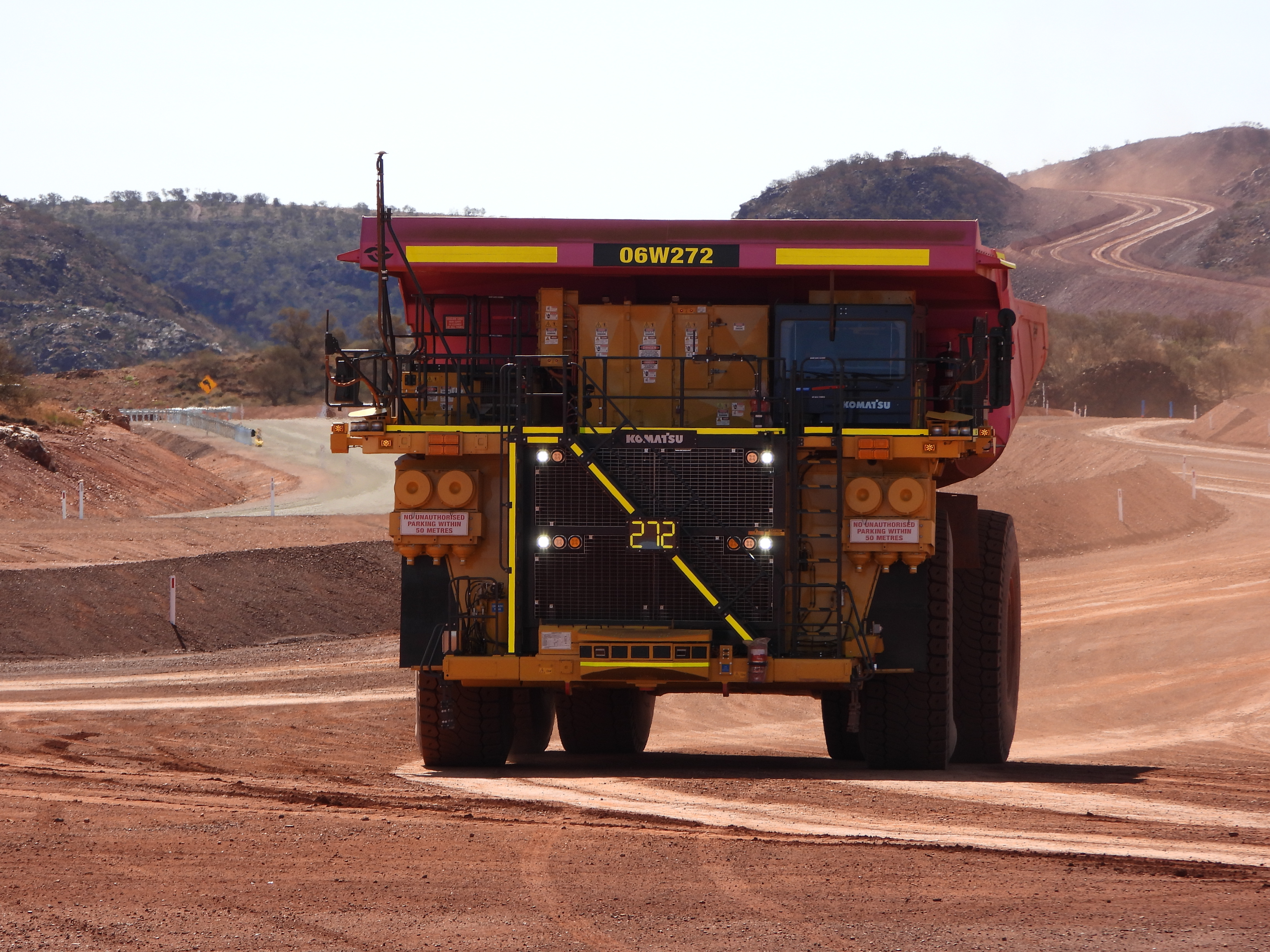 Large mining truck on dirt road