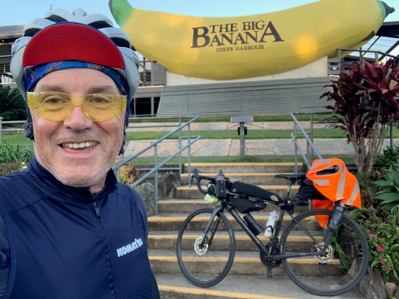 Cyclist at The Big Banana landmark