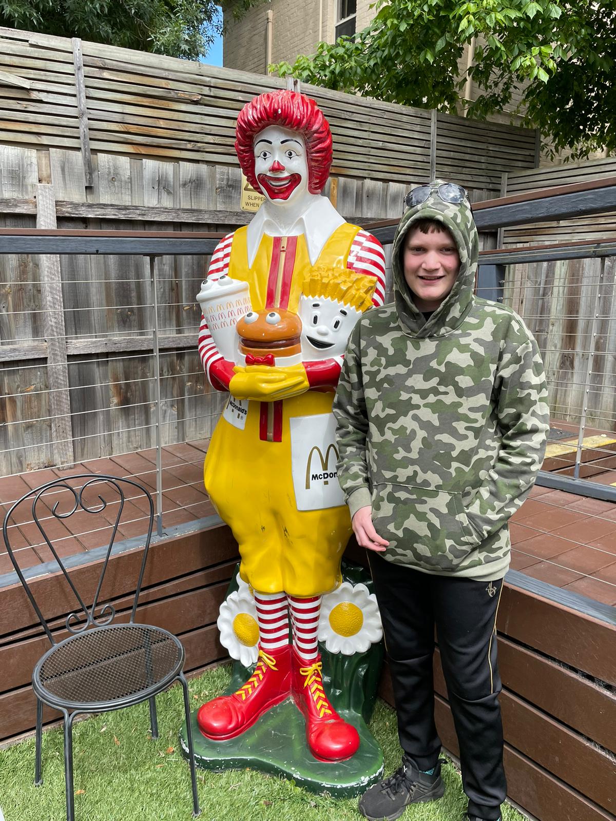 Statue of iconic fast-food mascot outdoors