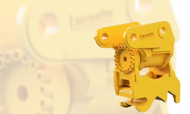 Yellow industrial machinery component close-up