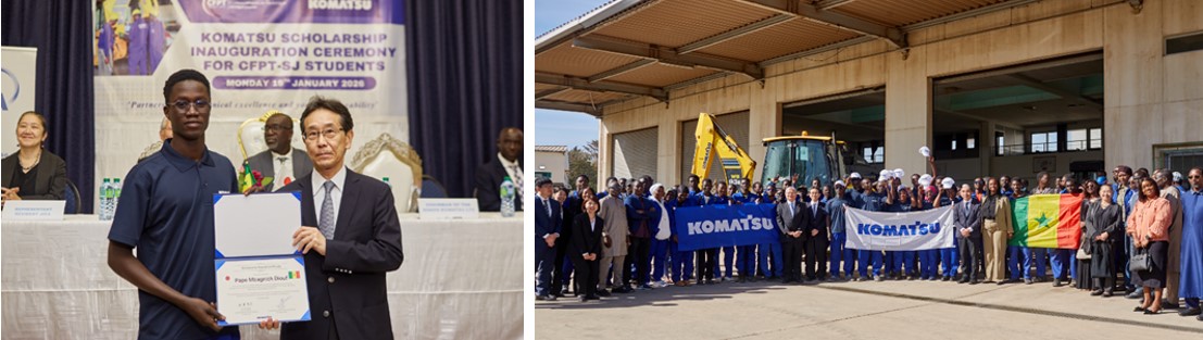 Scenes from the commemorative ceremony marking the establishment of the Komatsu Scholarship Program