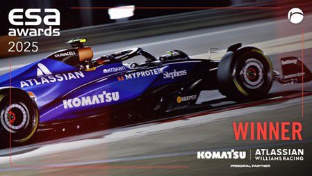 Banner showing Komatu's sponsorship win