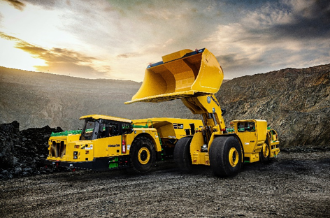 The new Komatsu HX45 truck (left) and WX LHD (right) pictured together